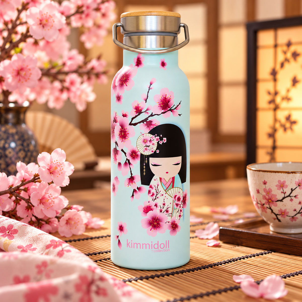 Bouteille isotherme Kimmidoll Sakura 500 ml fleurs de cerisier