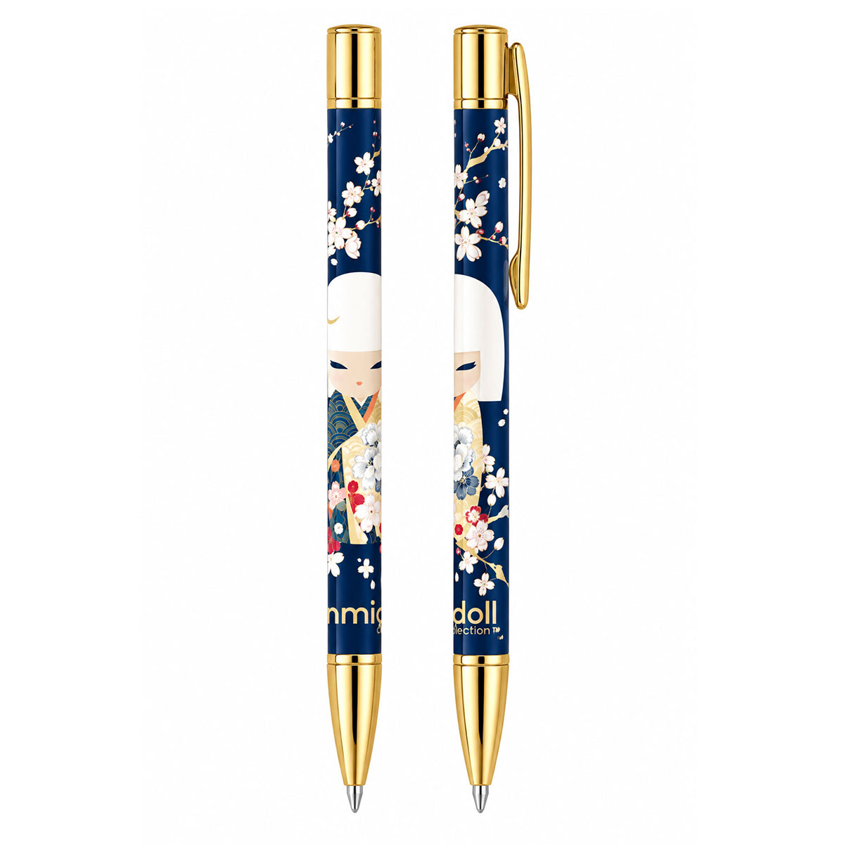 Stylo bille Kimmidoll Minami r�tractable � fleurs japonaises