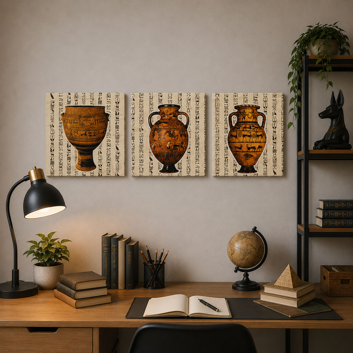 Cadre Egypte Vase Hi�roglyphes en toile 40 x 40 cm