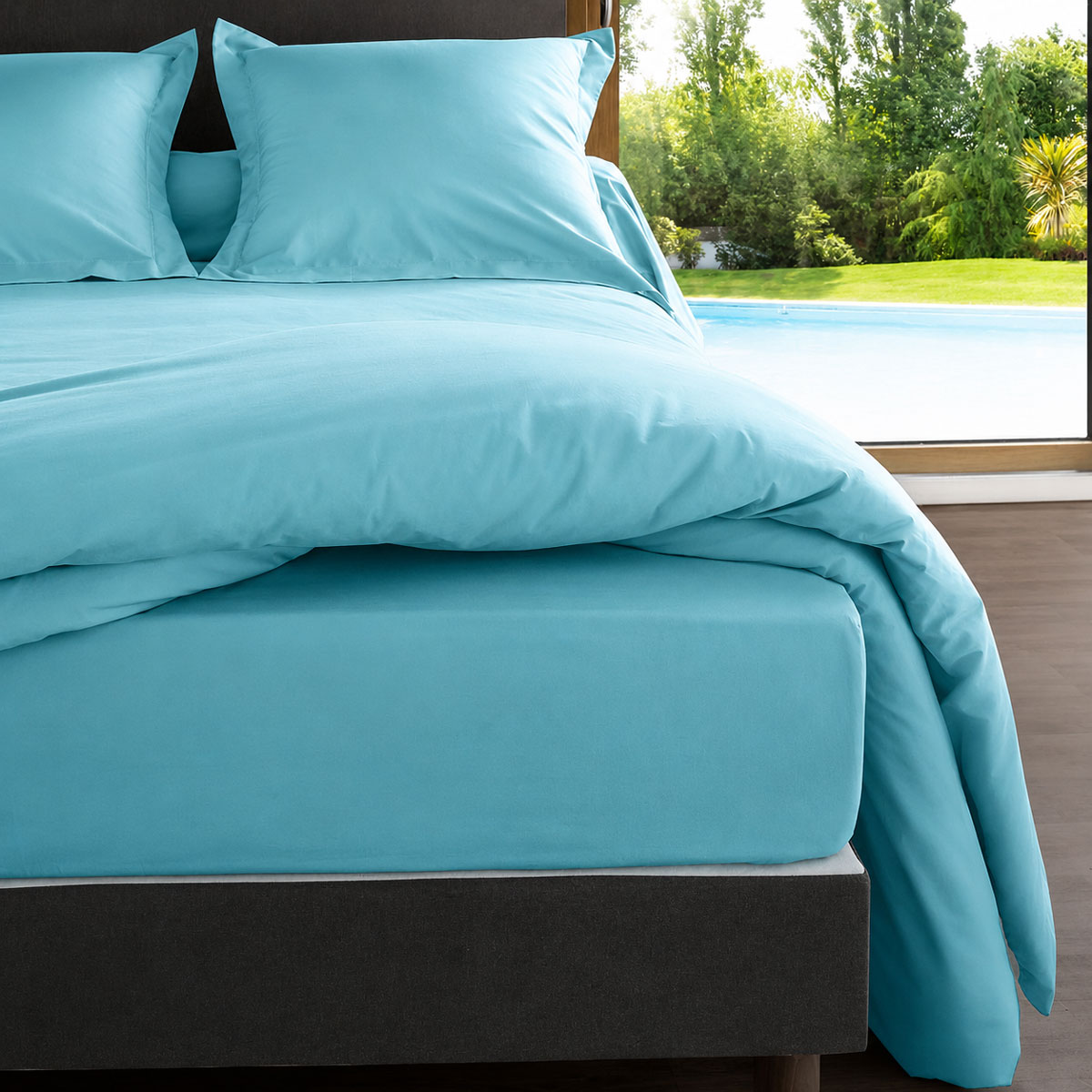 Housse de Couette 80 fils Coton percale 200 x 200 cm - Lagon