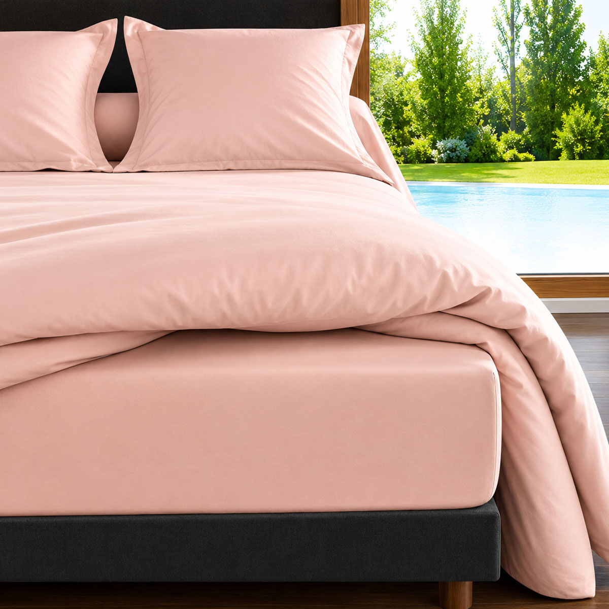 Housse de Couette 80 fils Coton percale 260 x 240 cm - Blush