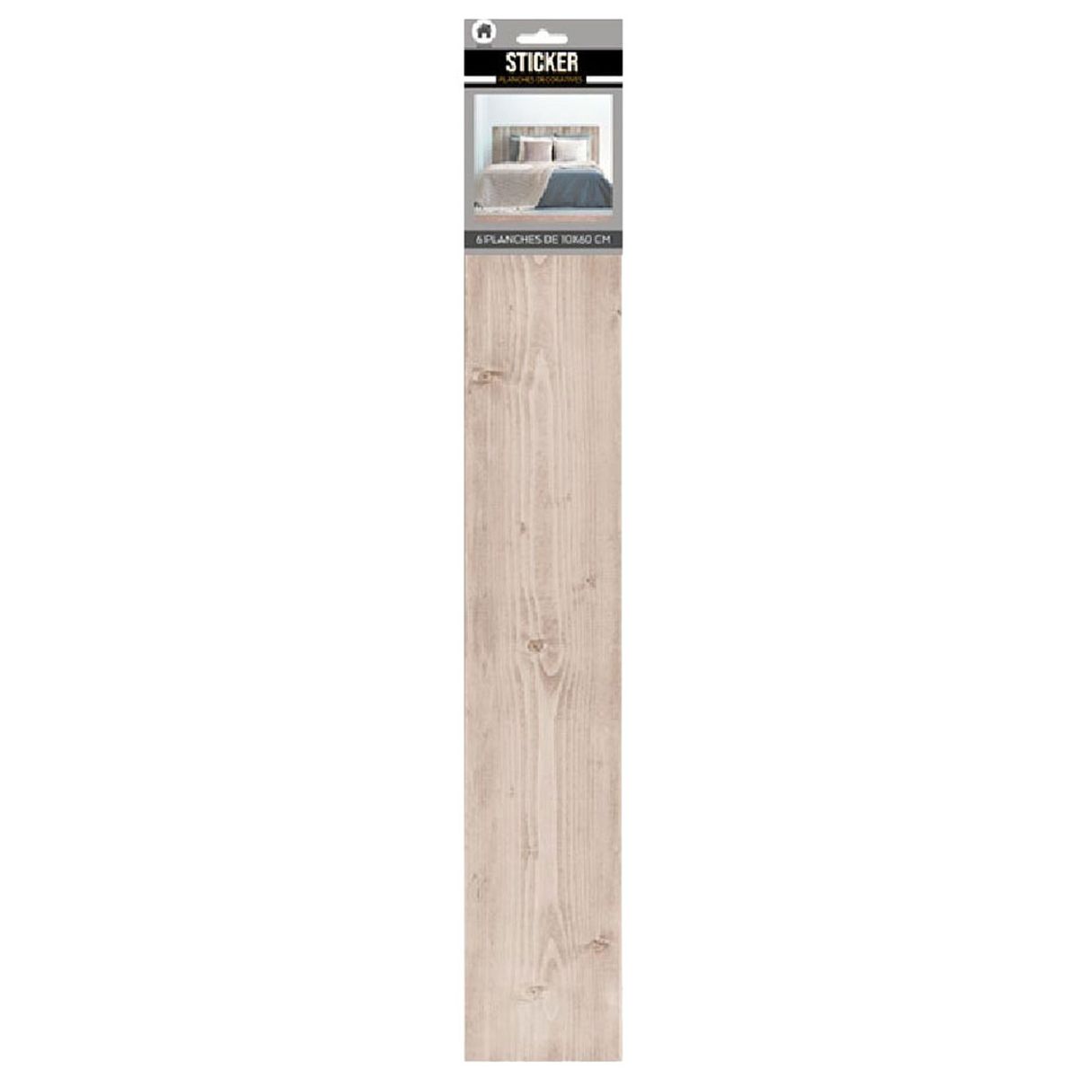 6 Lames adhsives Motif Bois Clair 60 x 10 cm