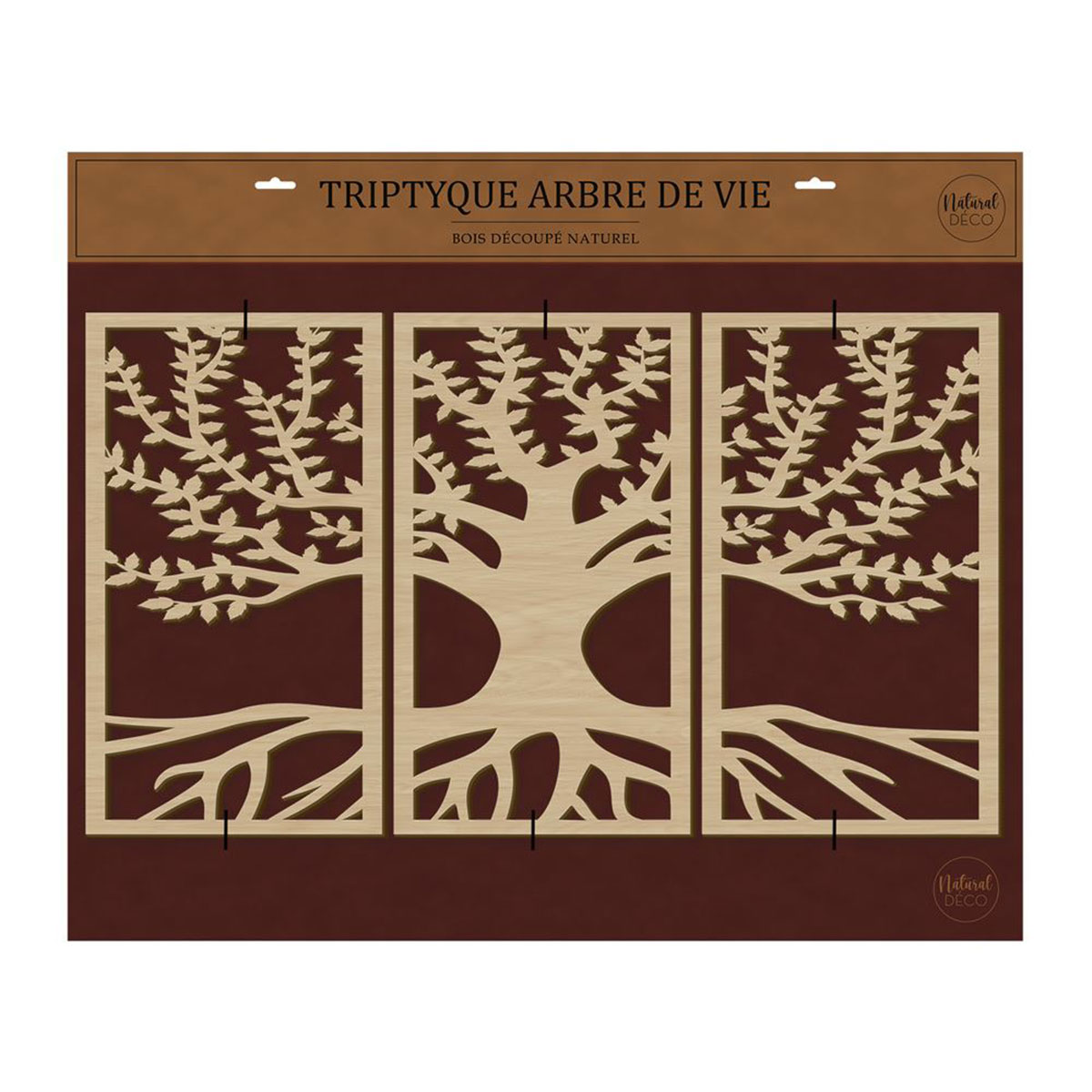 D�coration murale Arbre de Vie Triptyque en bois 70 cm