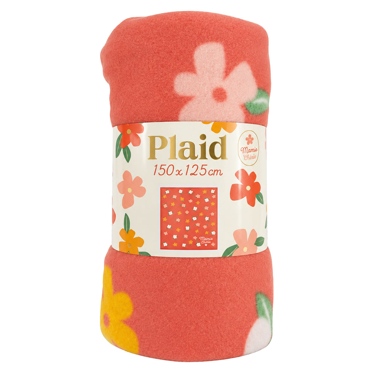 Plaid polaire Mamie ch�rie motif petites fleurs