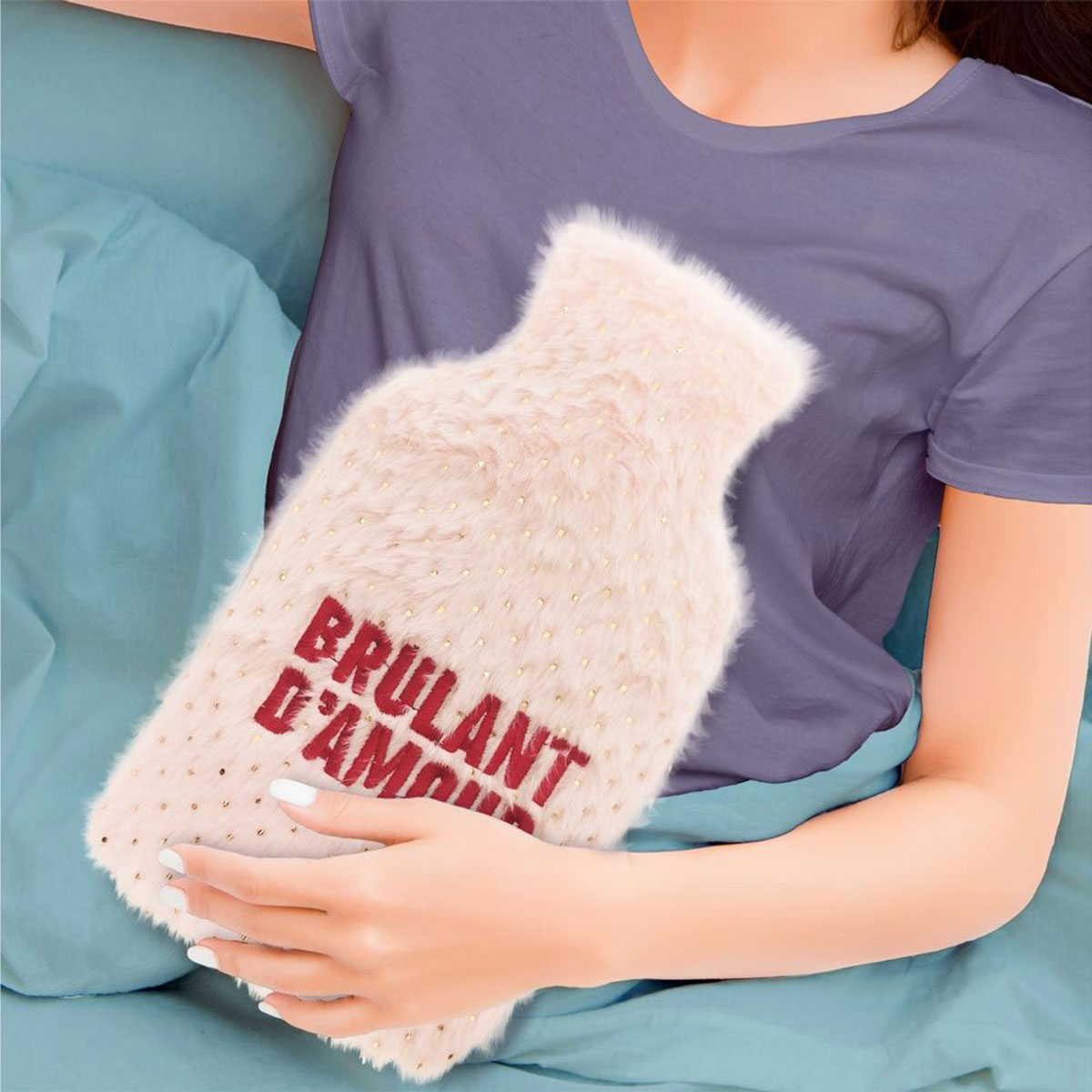 Bouillotte traditionnelle en fourrure brlant damour