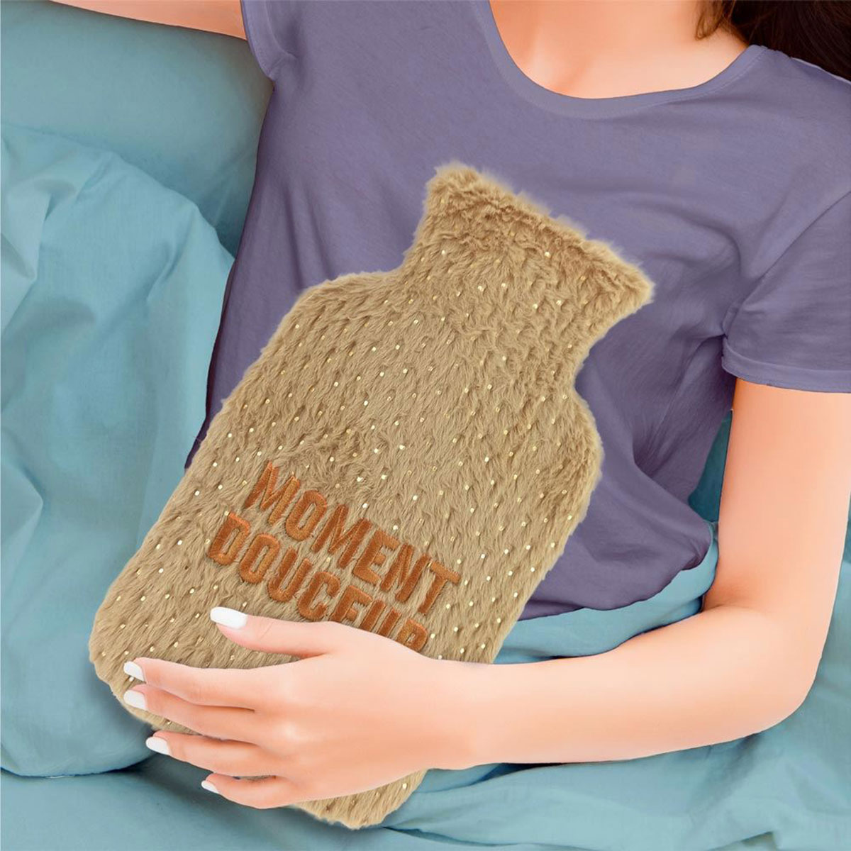 Bouillotte traditionnelle en fourrure  Moment Douceur  Beige