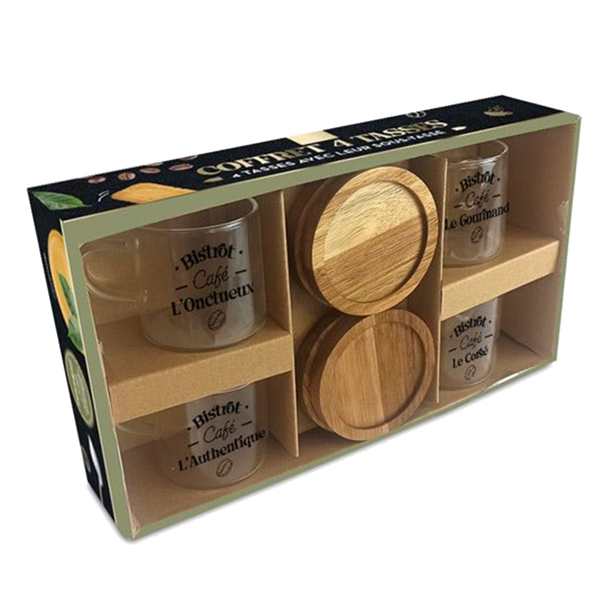 Coffret de 4 Tasses  Caf Rtro
