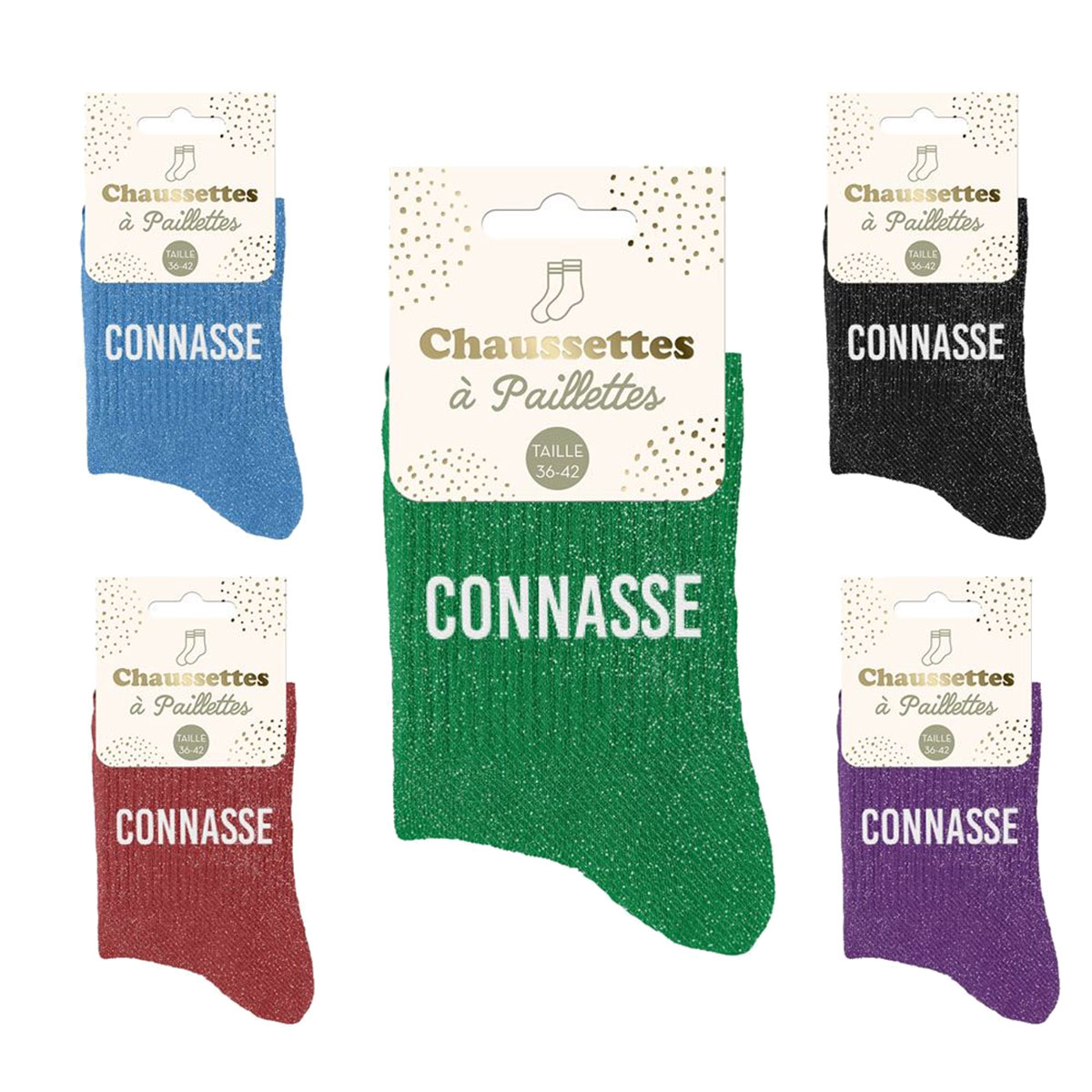 Lot de 5 Paires de Chaussettes Paillettes Connasse