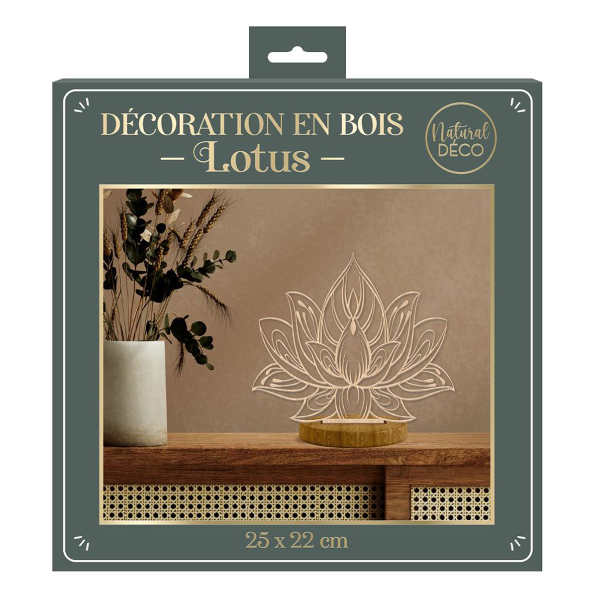Dcoration  poser  Fleur de Lotus en bois