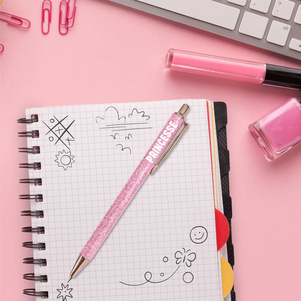 Stylo � paillettes rose Princesse