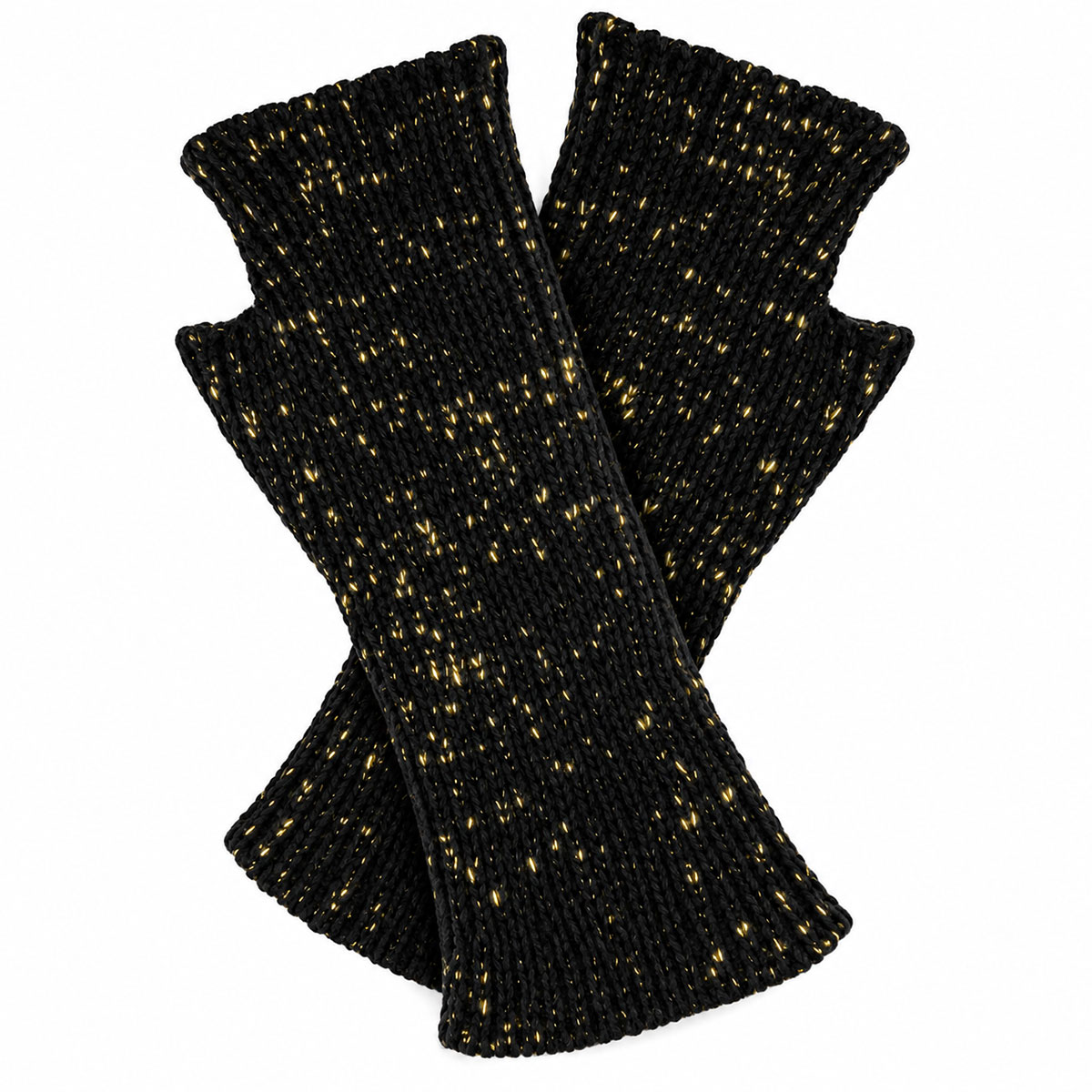 Mitaines noires femme avec fils dor�s - taille unique