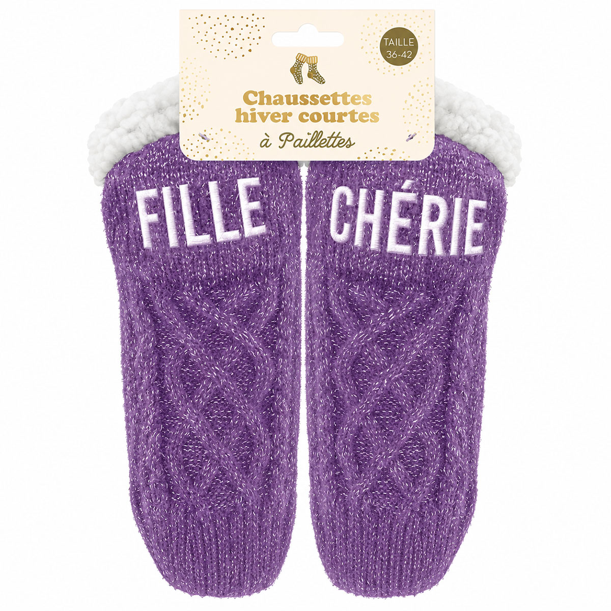 Chaussettes courtes d'int�rieur � paillettes Fille ch�rie