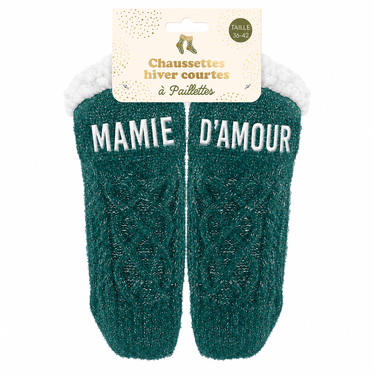 Chaussettes courtes d'int�rieur � paillettes Mamie d'amour