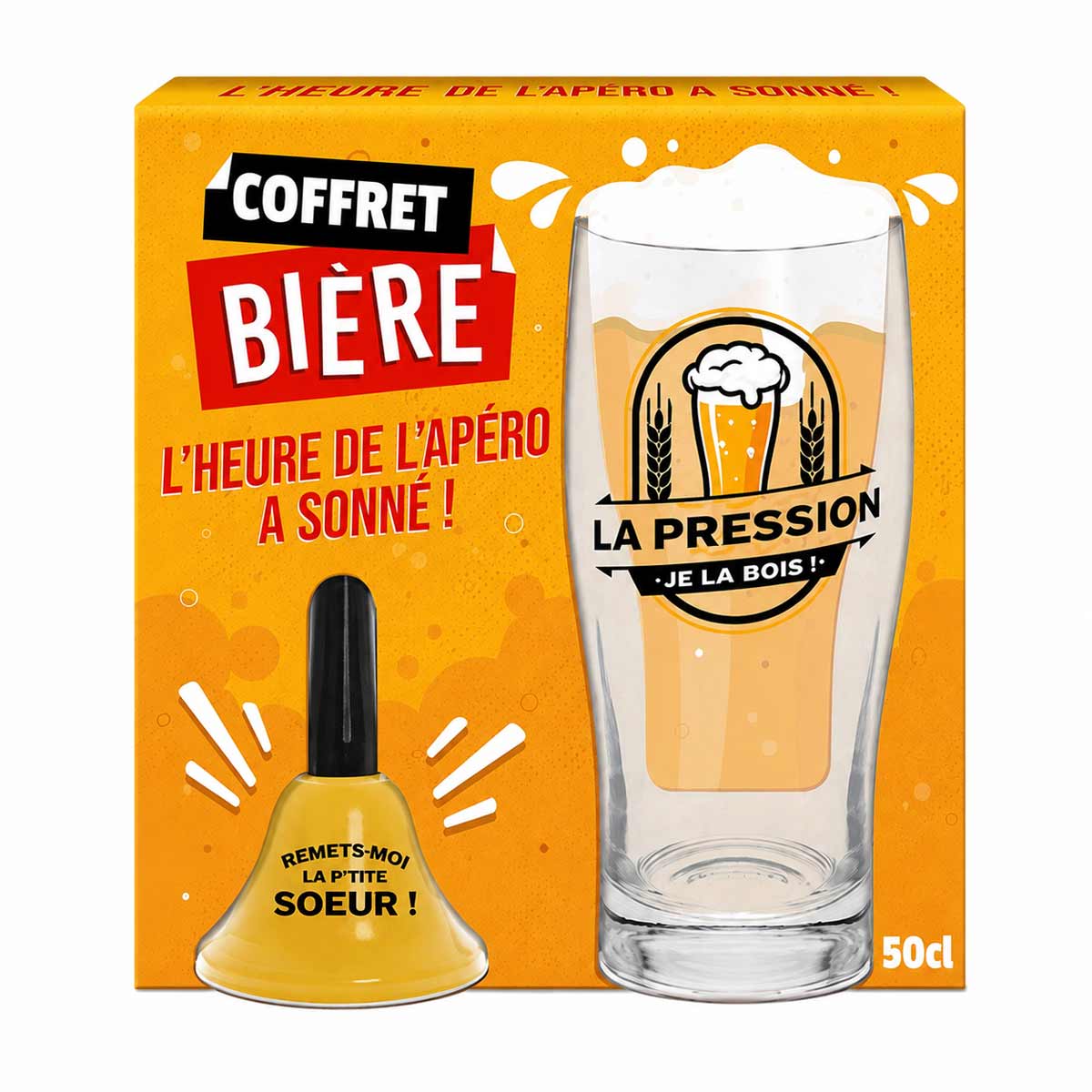 Coffret verre � bi�re et clochette