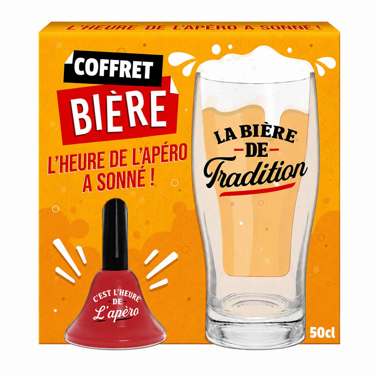 Coffret verre � bi�re et clochette