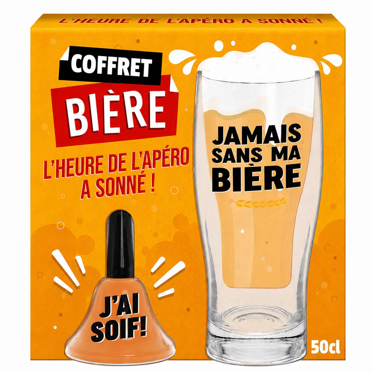 Coffret verre � bi�re et clochette