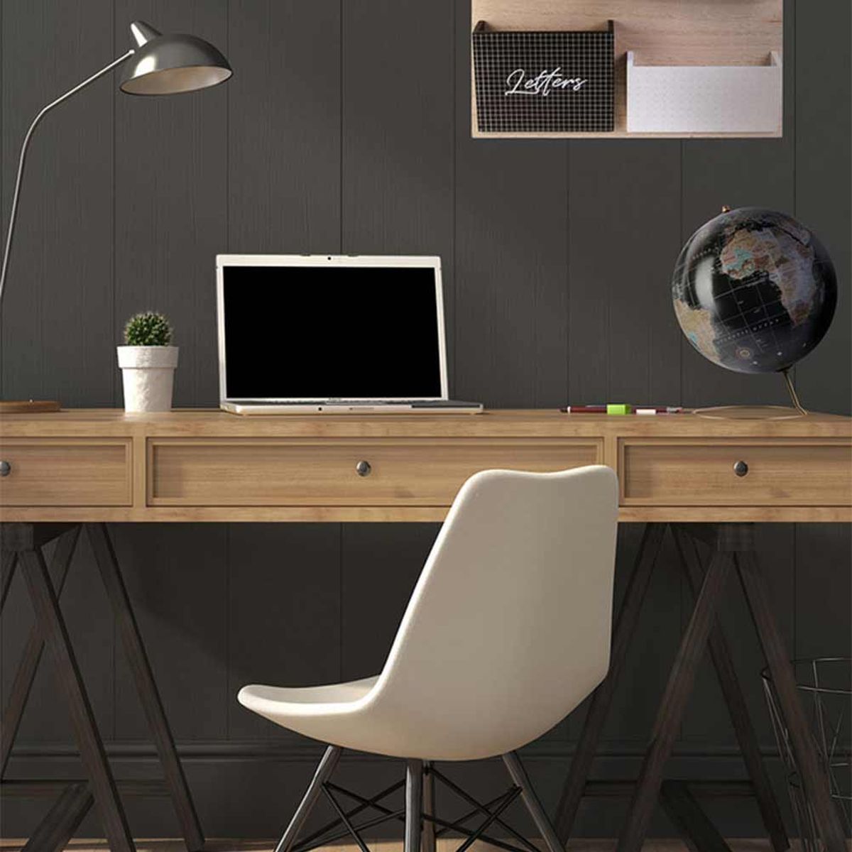 Globe Terrestre Noir avec pied en mtal Or 29 cm