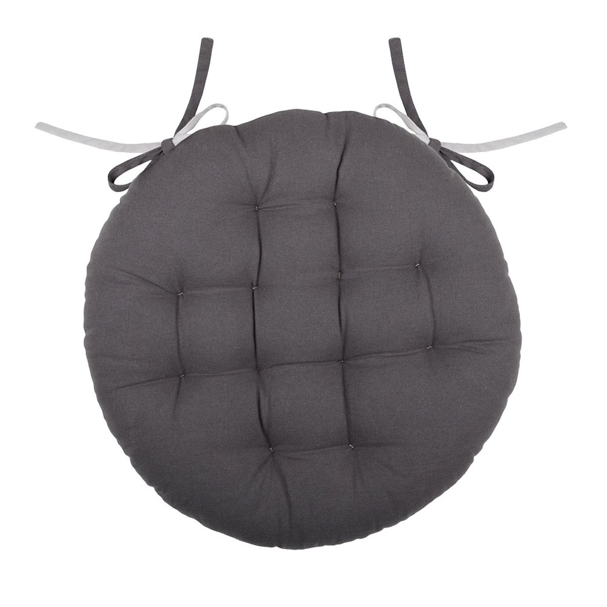 Galette de chaise ronde bicolore Gris et Perle 38 cm