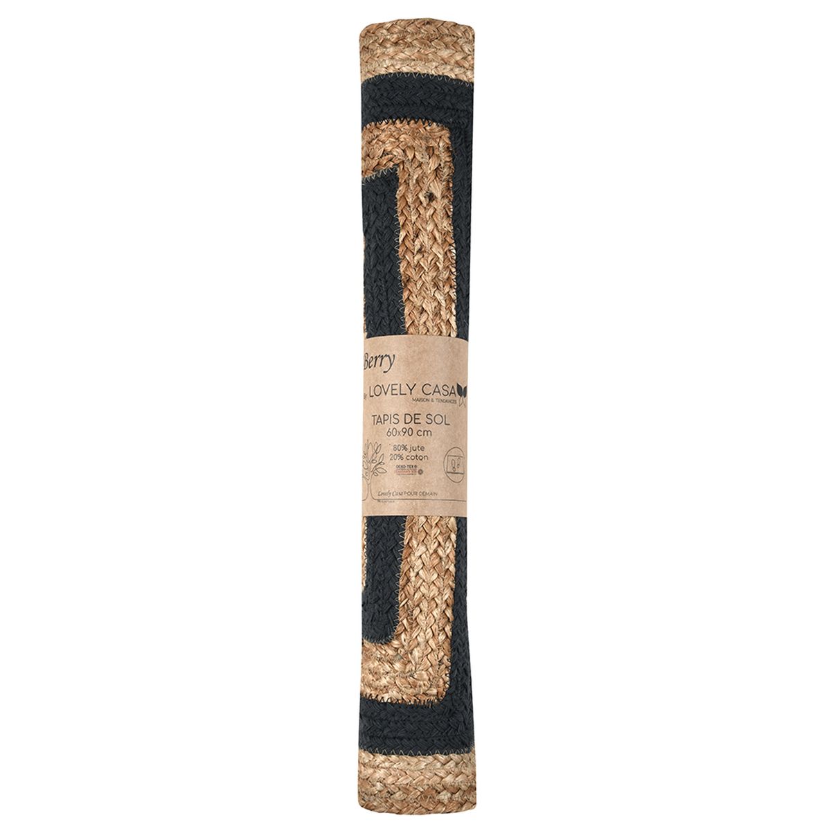 Tapis Ethnique 60 x 90 cm en Jute - Carbone