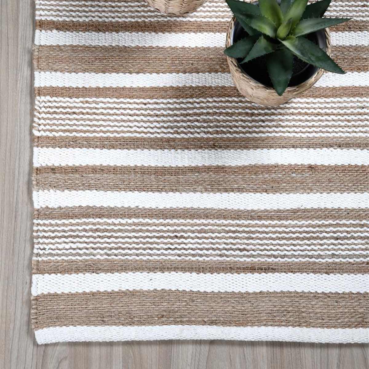 Tapis Aldabra blanc et beige en coton et jute  60 x 90 cm