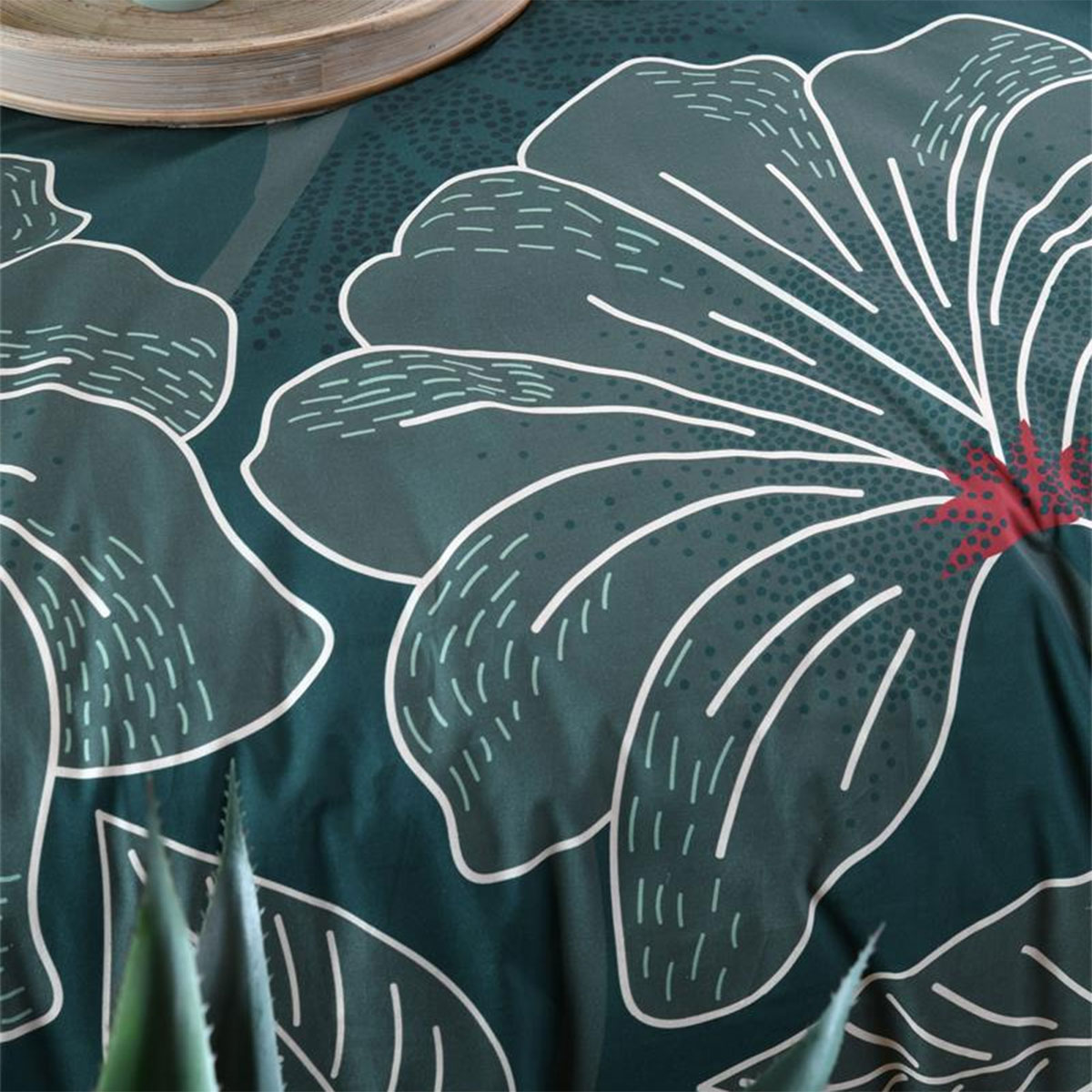 Parure de lit Amarante Vert en Coton Percale 260 x 240 cm
