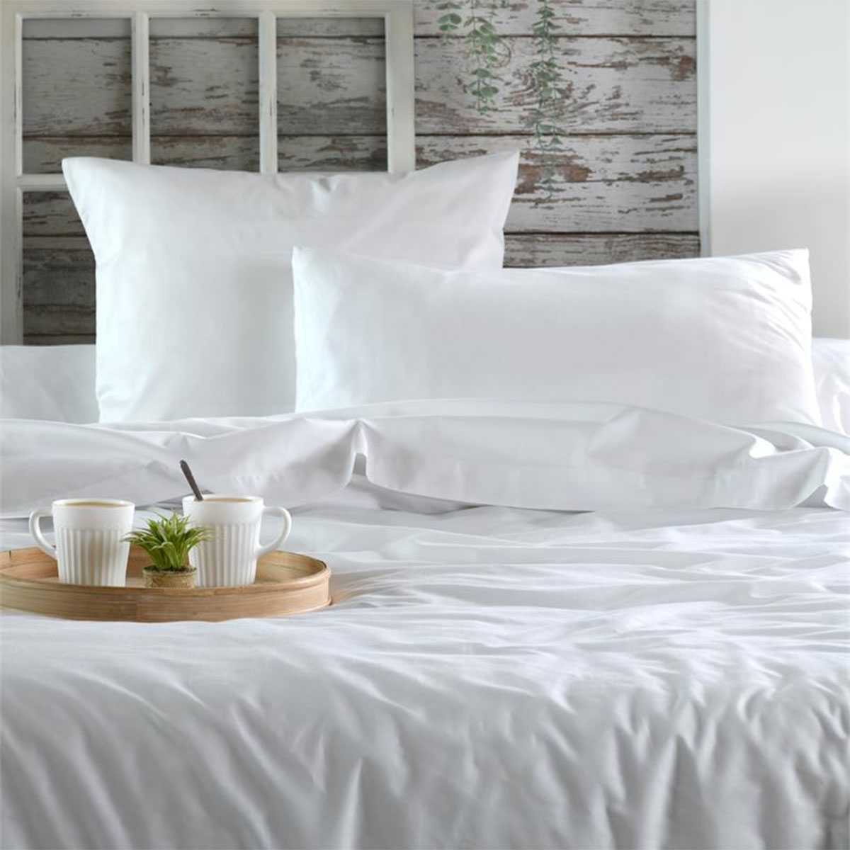 Taie de traversin lyse 45 x 185 cm en percale de coton  Blanc