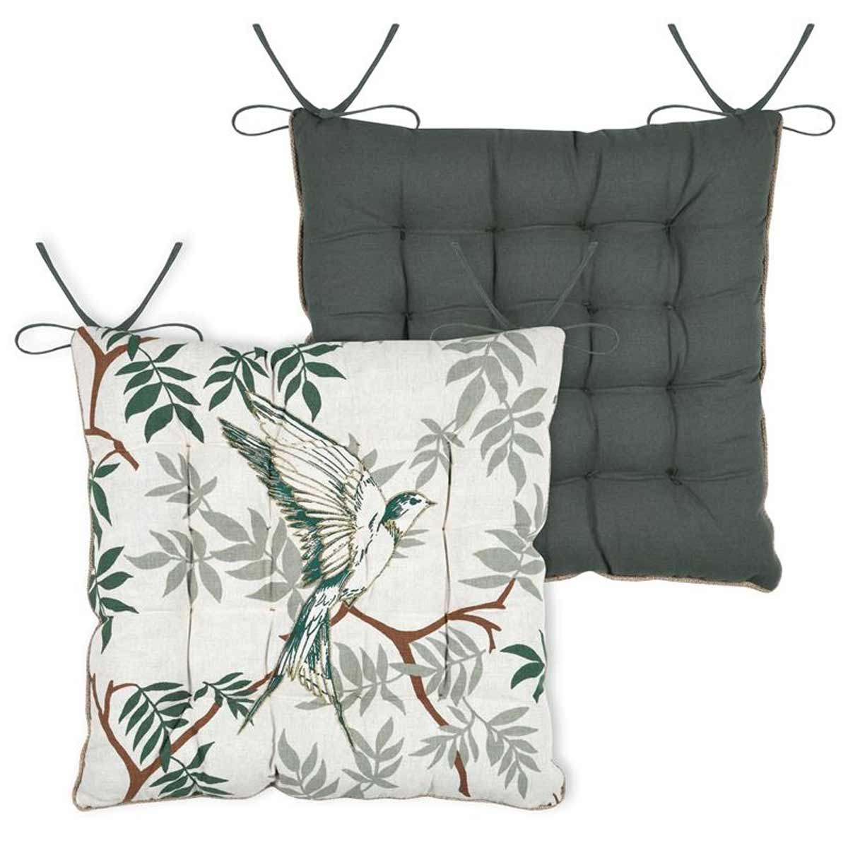 Galette de chaise Botanys �cru 38 � 38 cm r�versible