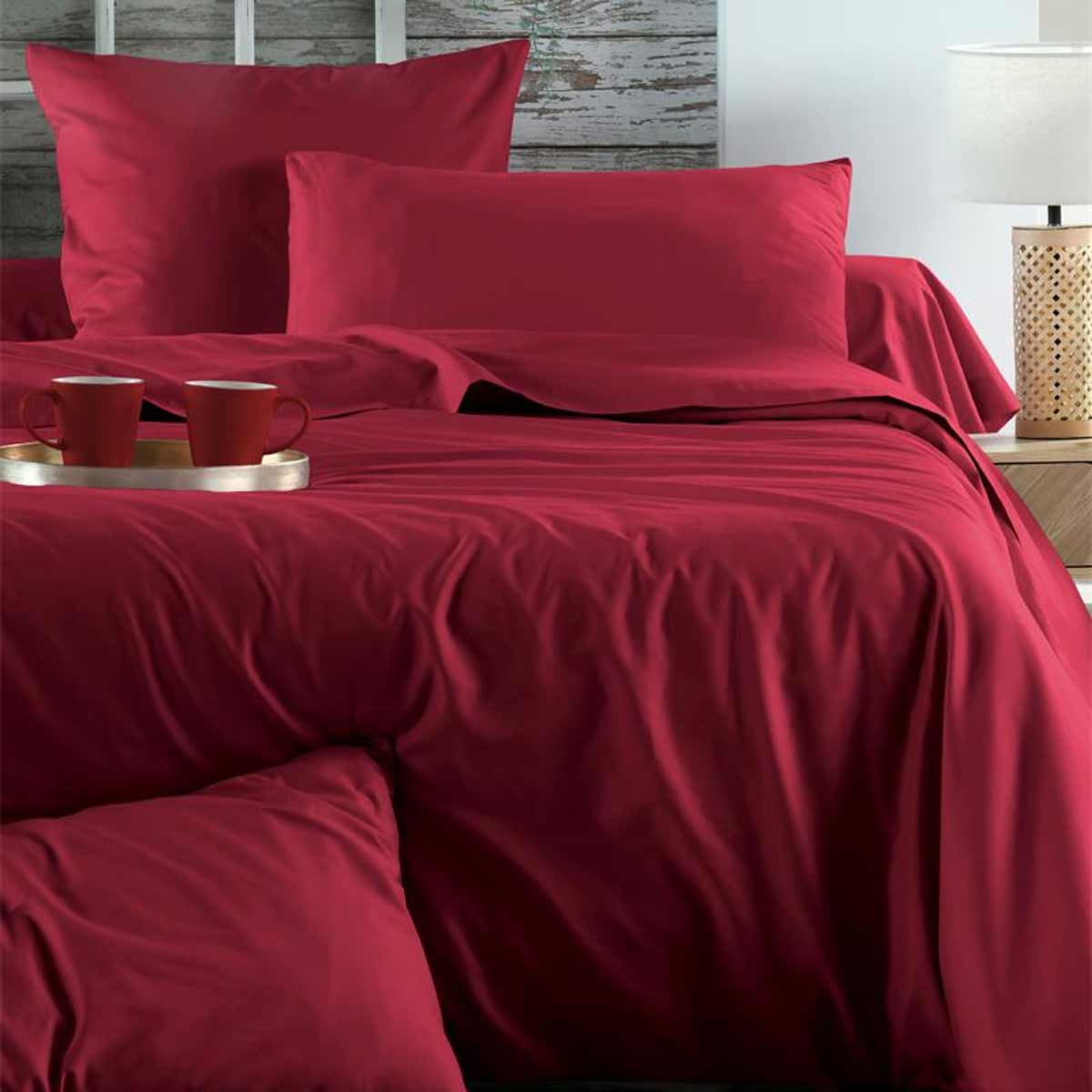 Drap housse Elys�e rouge 160 � 200 cm