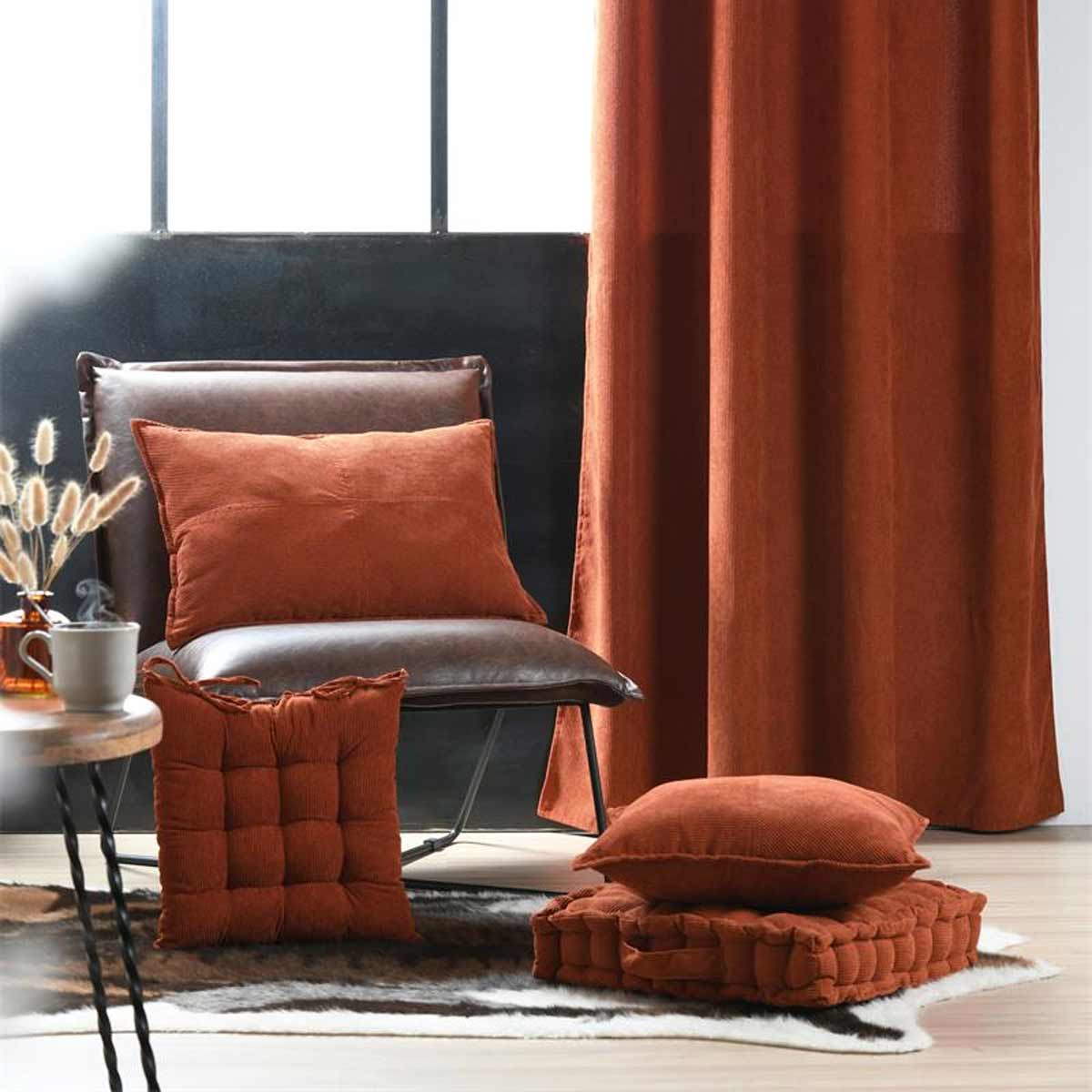pais Coussin de Sol en Velours Ctel Dandy Terracotta