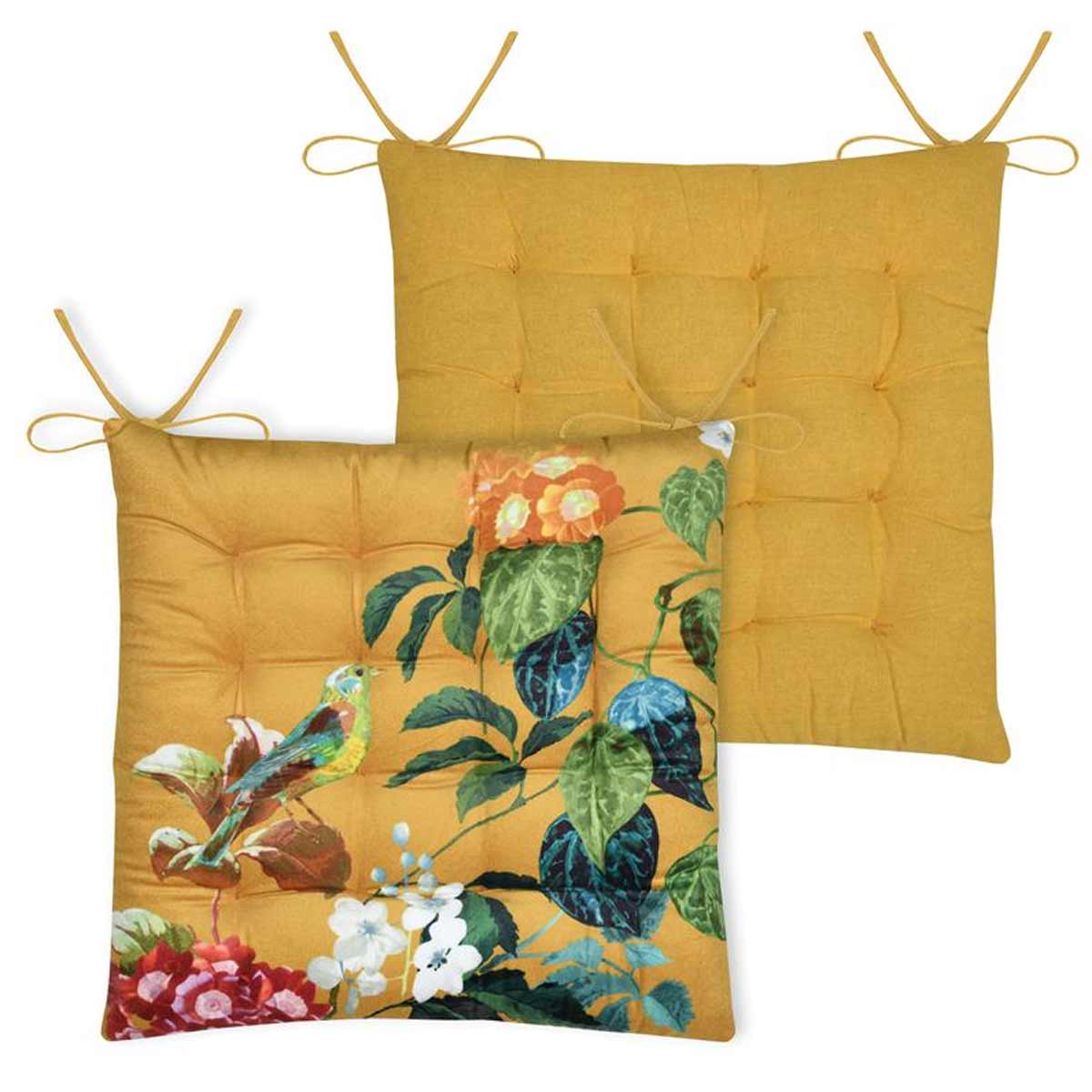 Galette de chaise Emmy moutarde 38 x 38 cm