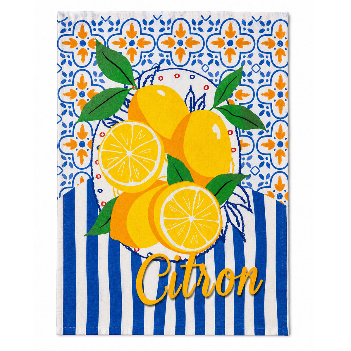 Lot de 3 torchons Citrons 50 x 70 cm  � Fabriqu� au Portugal