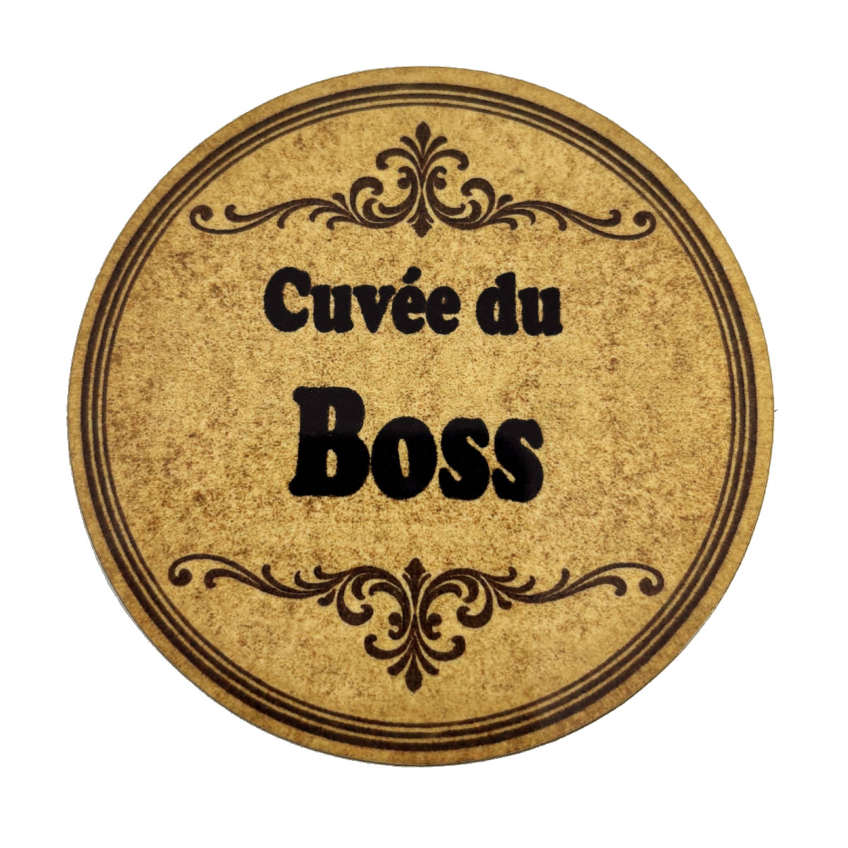 Verre d�poli � Cuv�e du Boss � avec sous-verre assorti