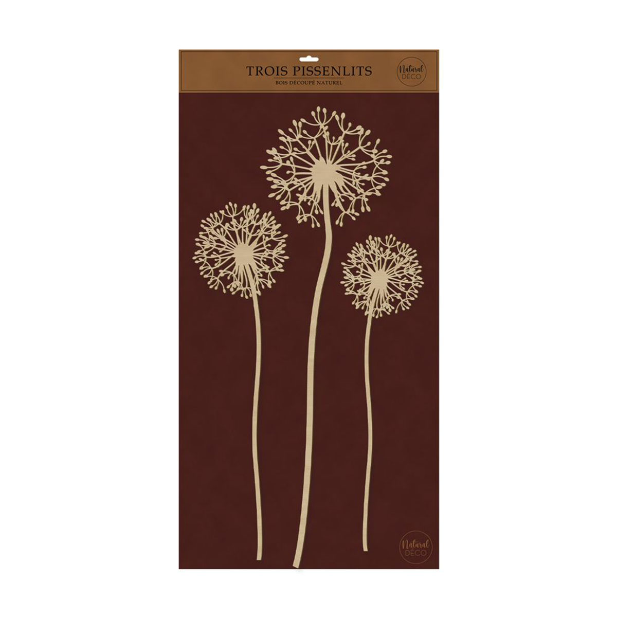 D�coration murale Pissenlits en bois � Set de 3 � Hauteur 80 cm