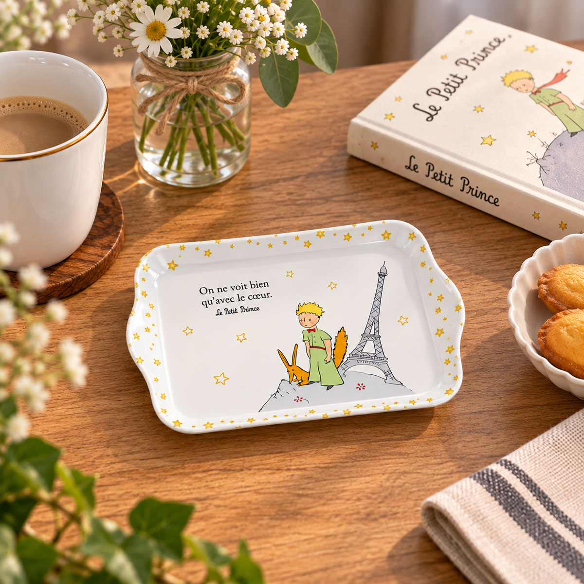 Mini plateau Le Petit Prince citation Tour Eiffel 20,8 cm