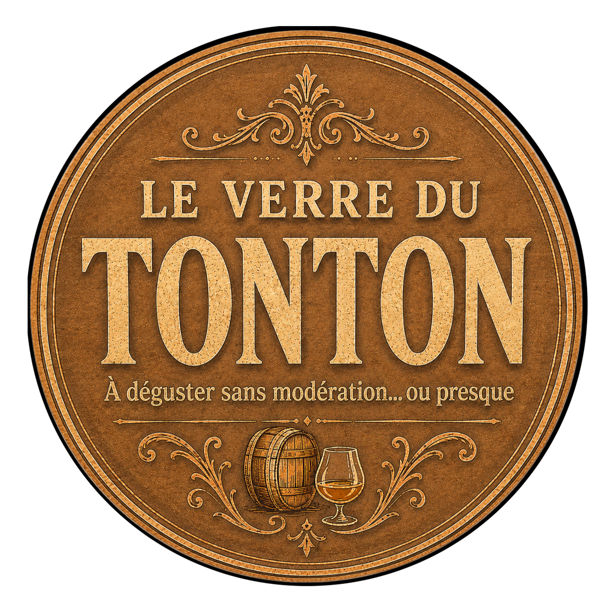 Verre Cuv�e du Tonton avec Sous-Verre Assorti