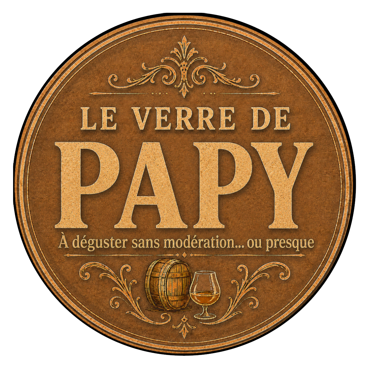 Verre de papy avec Sous-Verre Assorti
