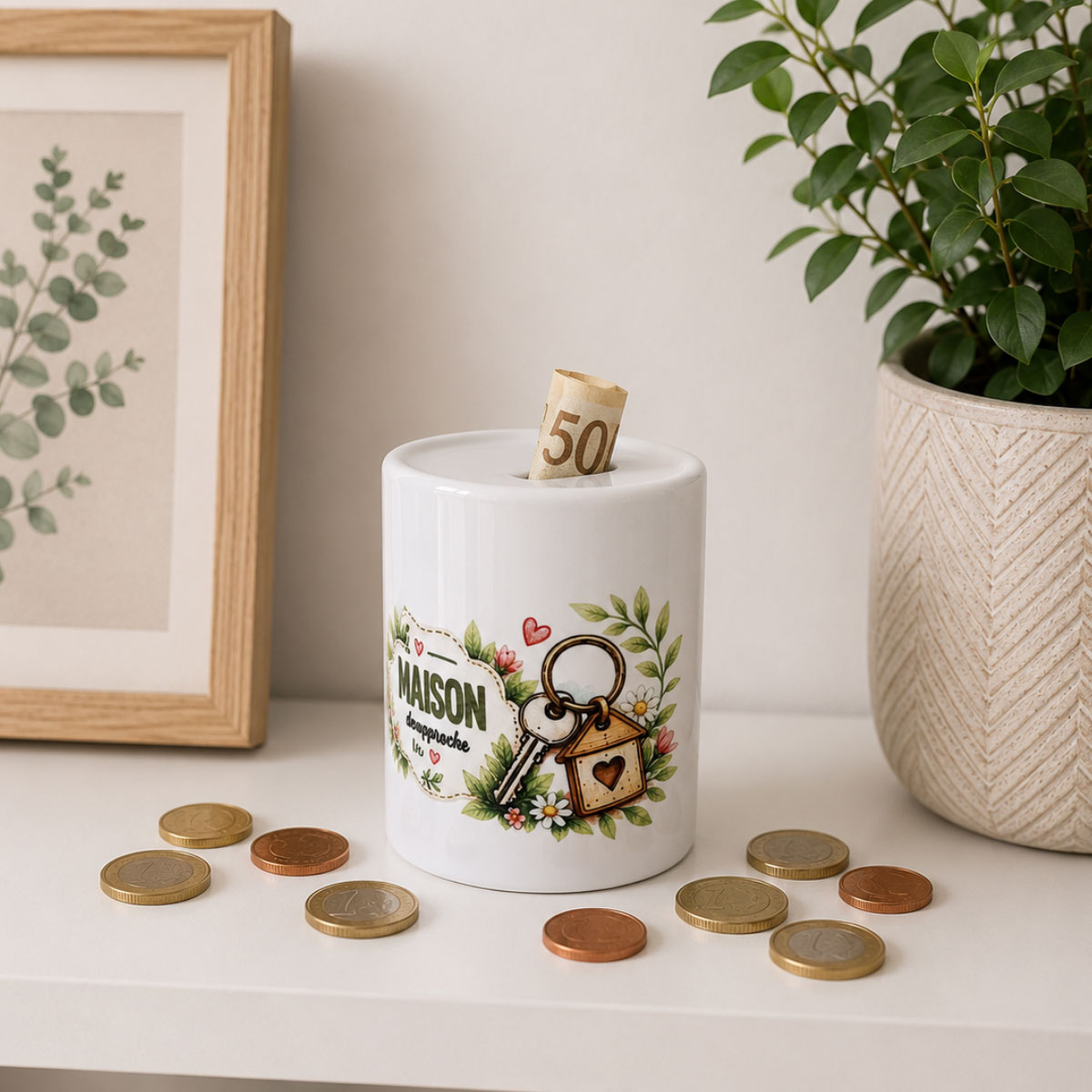 Tirelire c�ramique Notre projet maison cadeau couple