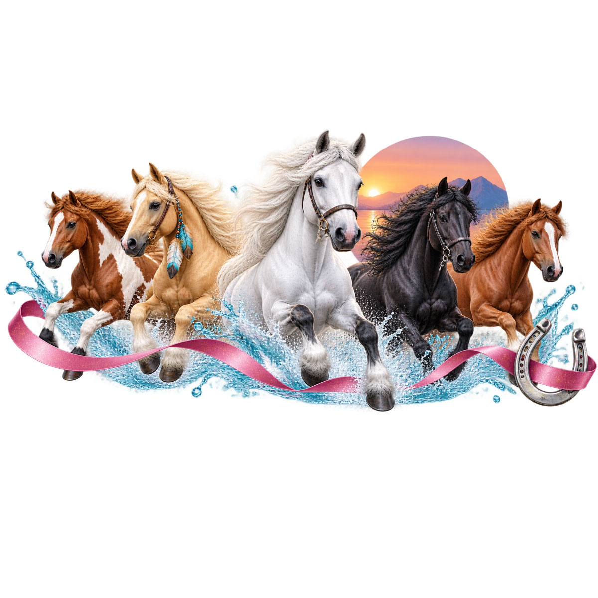 Gourde cheval 500 ml en aluminium � cheval blanc au galop