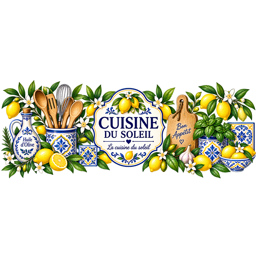 Pot � ustensiles cuisine du soleil citrons style m�diterran�en