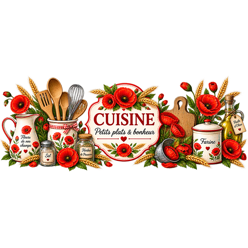 Pot � ustensiles cuisine coquelicots petits plats & bonheur