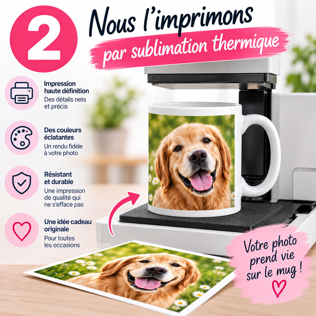 Mug blanc en c�ramique personnalis� avec votre photo 350 ml