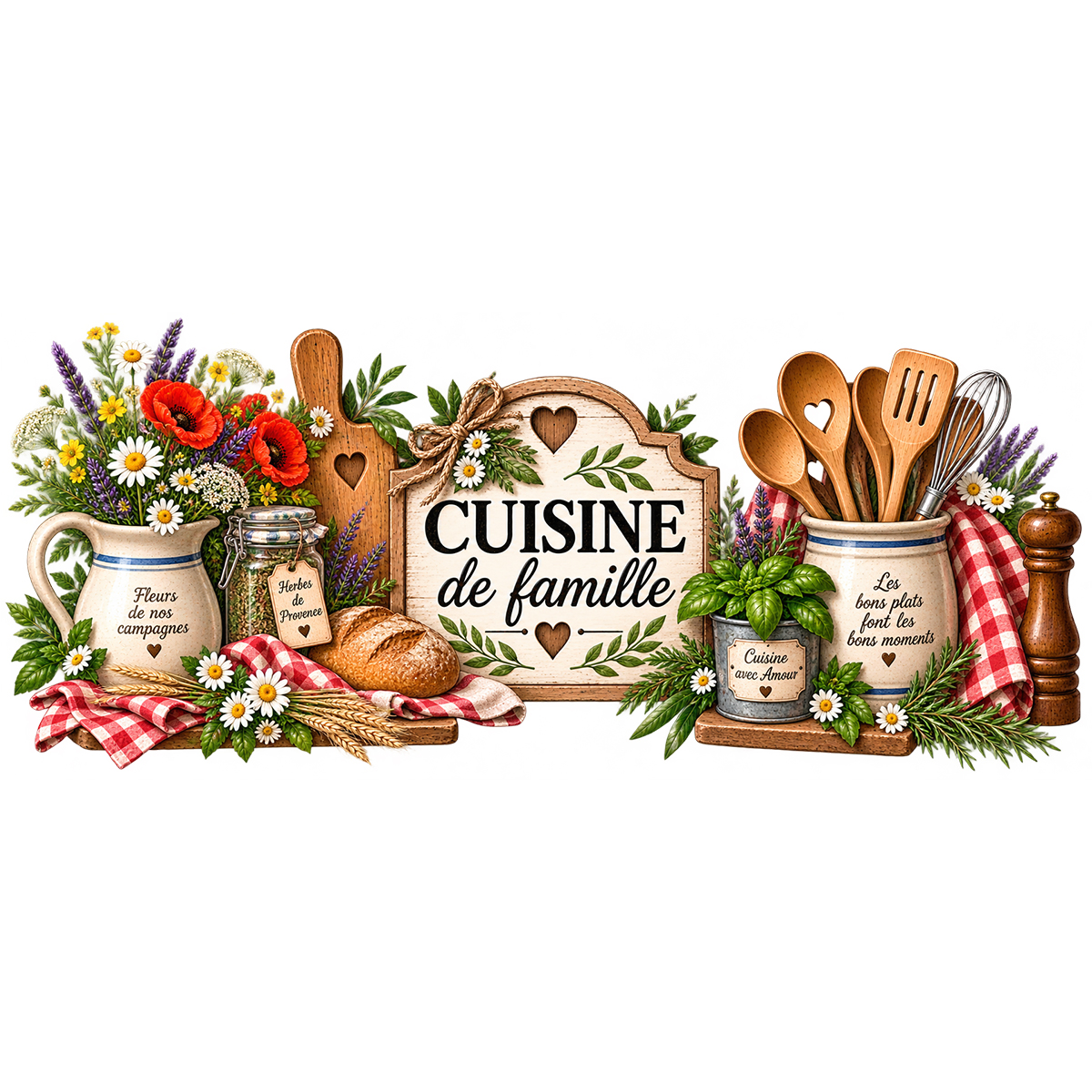 Pot � ustensiles Cuisine de famille en c�ramique 13 cm