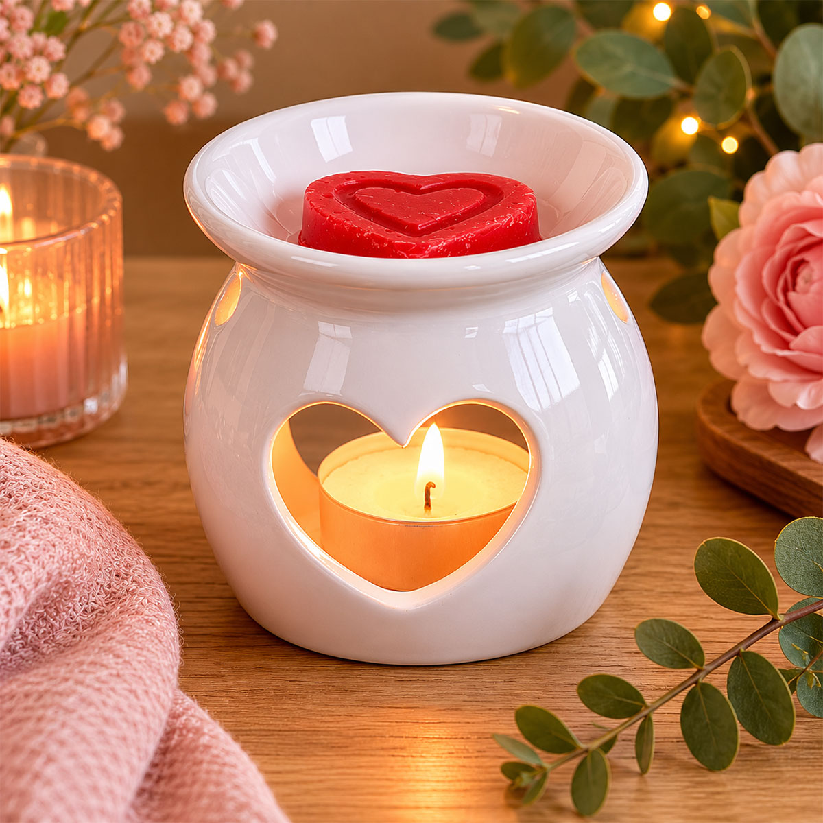 Br�le-Parfum C�ur en C�ramique Blanche