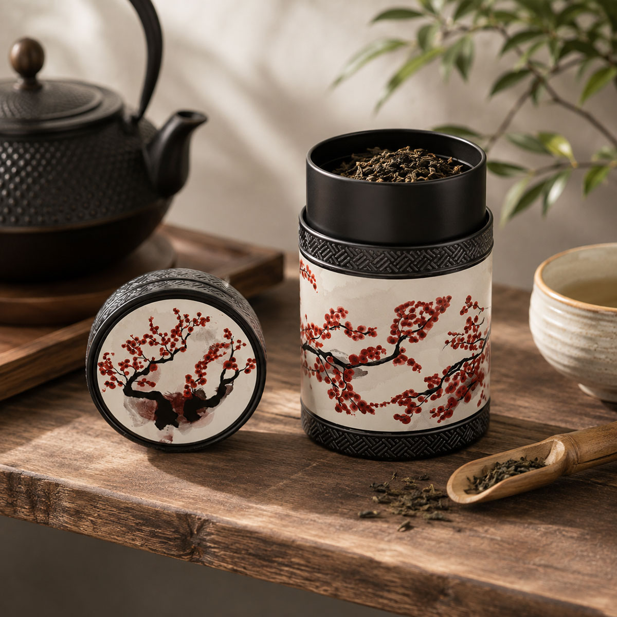 Bo�te � th� Akaashi fleurs de cerisier rouge 150 g