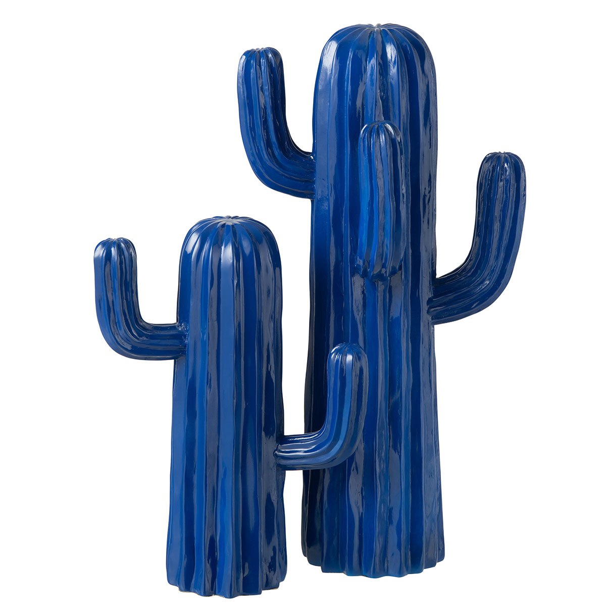 Cactus dcoratif en rsine bleue  41 cm
