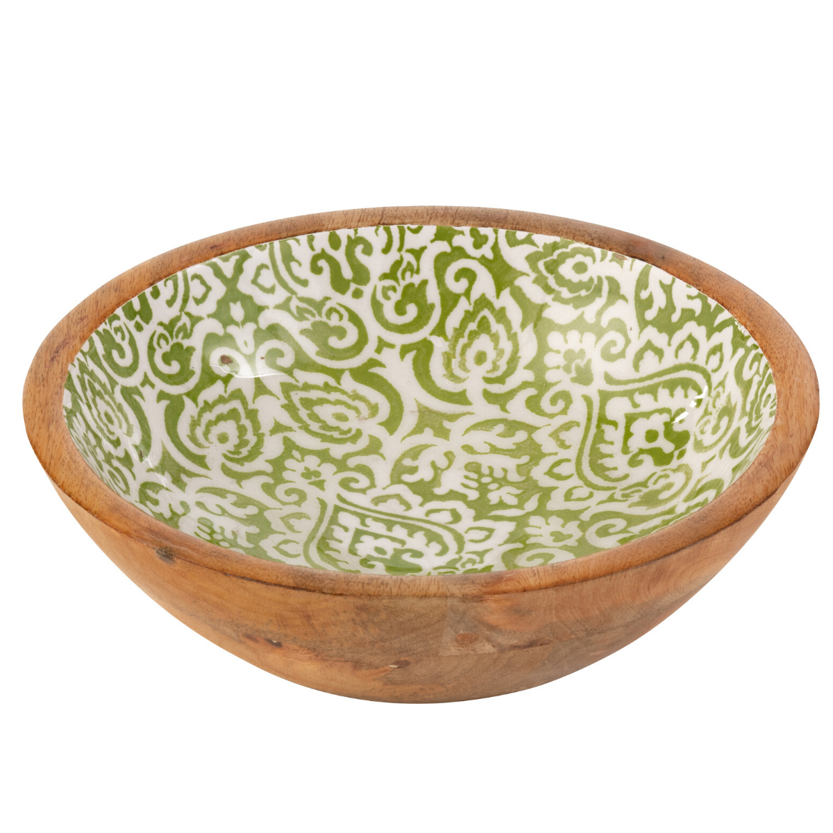 Bol en manguier dcor 19 cm - Vert et blanc