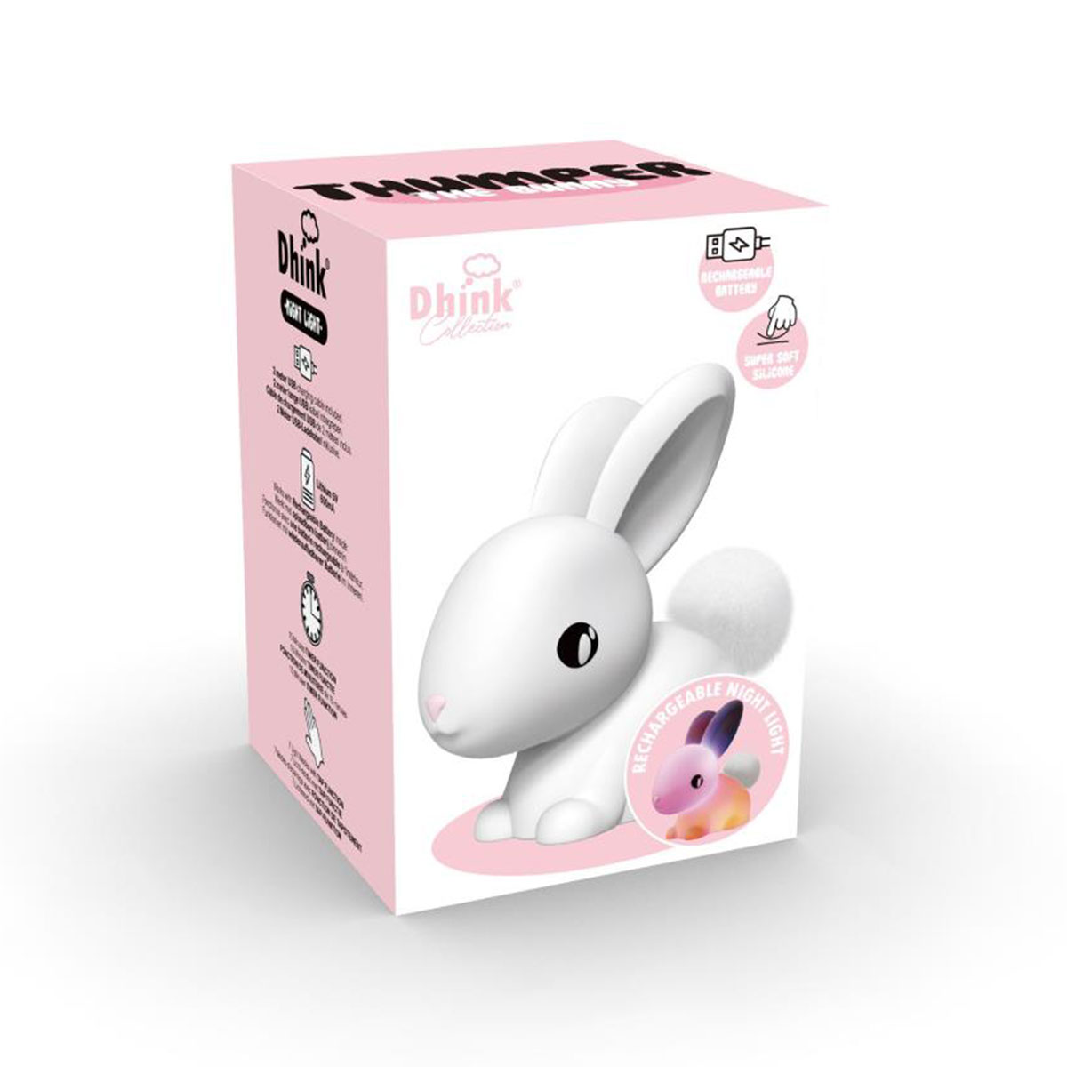 Veilleuse rechargeable souple Thumper le Lapin blanc