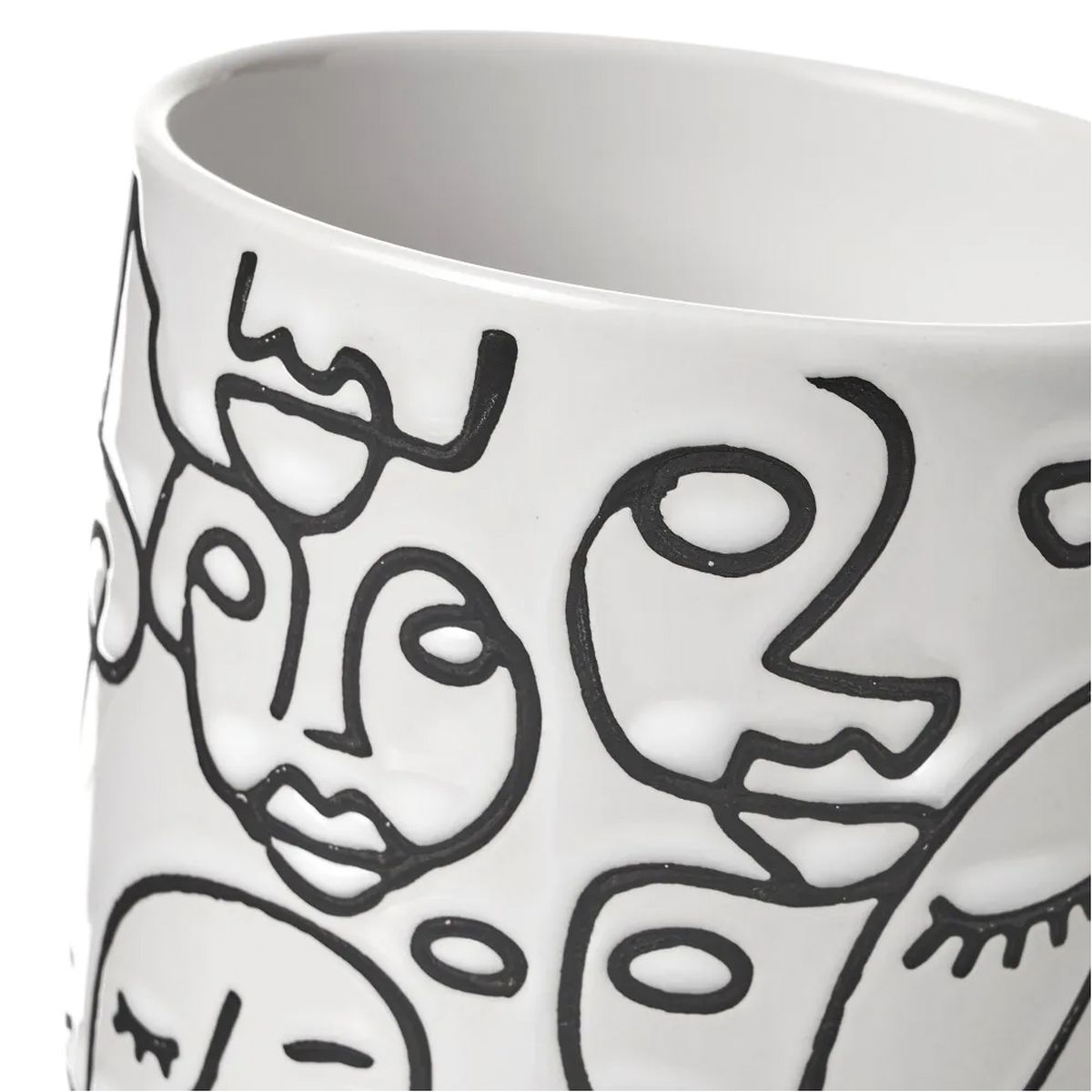 Cache pot blanc en cramique Artiste - 10 x 10 cm