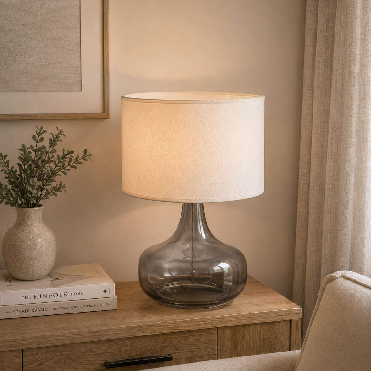 Lampe de table en verre gris argent 46 cm