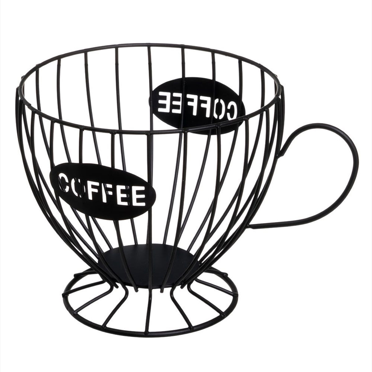 Porte-capsules caf� tasse m�tal noir 19 x 15 x 13 cm